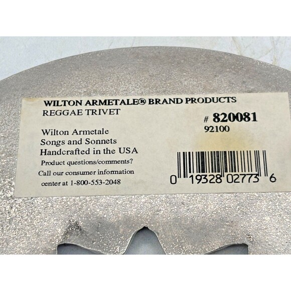 Wilton Armetale Reggae Trivet Pewter Metal Holloware 7" Diameter #820081 Discont - Picture 4 of 12